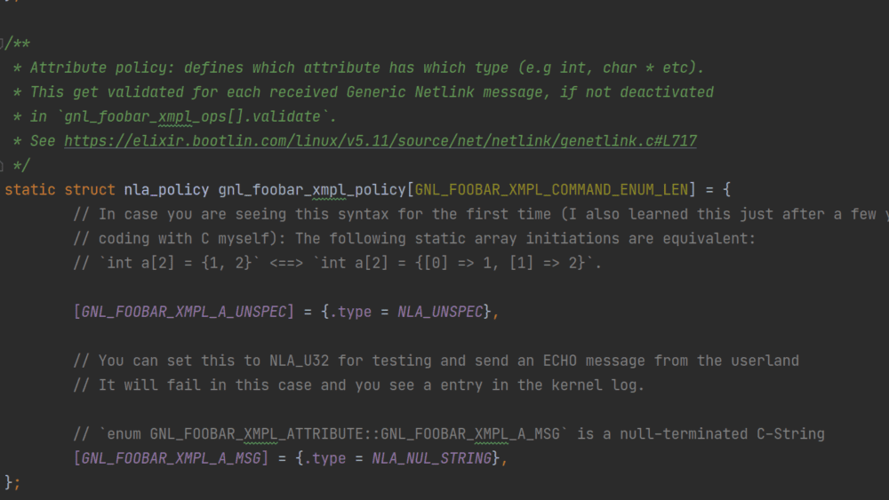 Netlink code snippet (kernel code)