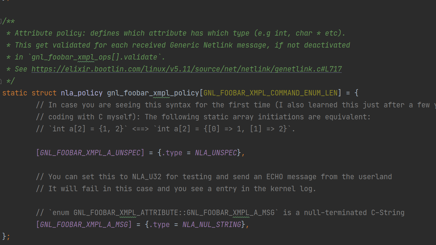 Netlink code snippet (kernel code)