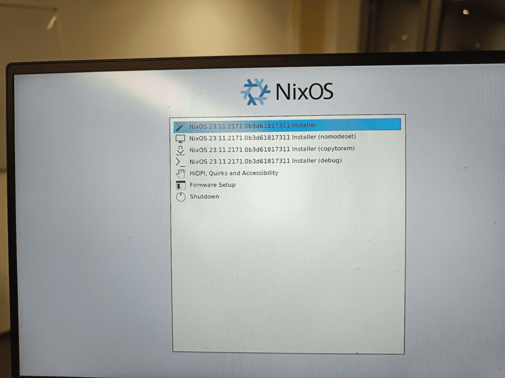 NixOS GNOME Installer: Enter Installer (no installation is happening at that point)