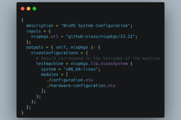 Screenshow: Basic flake.nix for a NixOS System Configuration